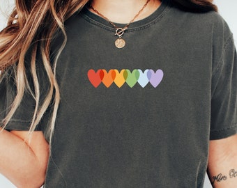 LGBT Rainbow Hearts T-Shirt, Pride Shirt Women, Pride Month Shirt, Lgbt Heart Shirt, Lgbtq Pride Shirt, Love Is Love Shirt