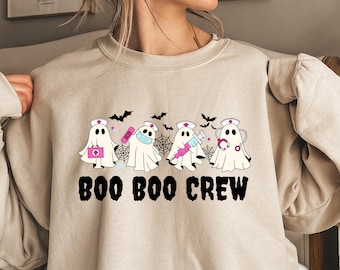 Halloween Nurse Sweatshirt Boo Boo Crew Sweatshirt Ghost Nurse Sweatshirt Spooky Nurse Sweatshirt Retro Nurse Halloween Crewneck Nurse Gift