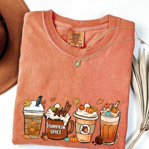 Comfort Colors® Pumpkin Spice Shirt, Fall Coffee Shirt for Women, Pumpkin Season Tshirt, Thanksgiving Shirt, Fall Shirt, Cute Halloween Tee