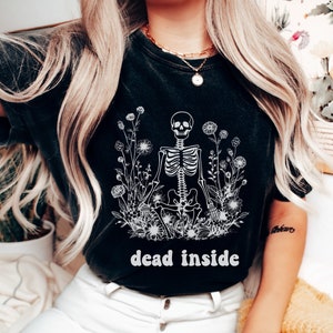 Dead Inside Shirt, chemise Halloween rétro, chemise squelette, chemise Halloween sarcastique, chemise sarcastique, chemise Halloween drôle, tête de mort Halloween