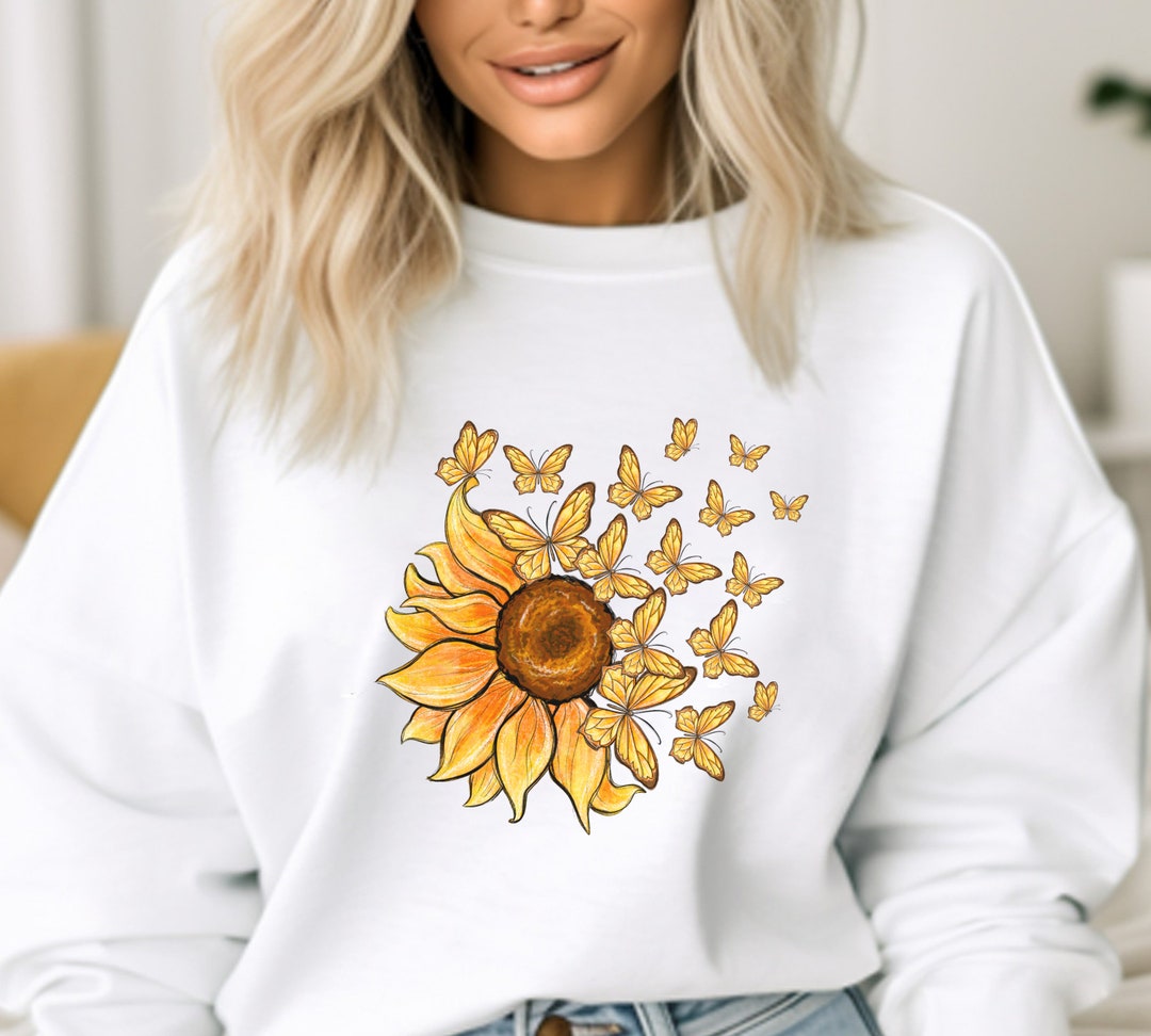 Sunflower Butterfly Sweatshirts Sunflower Sweatshirts Etsy