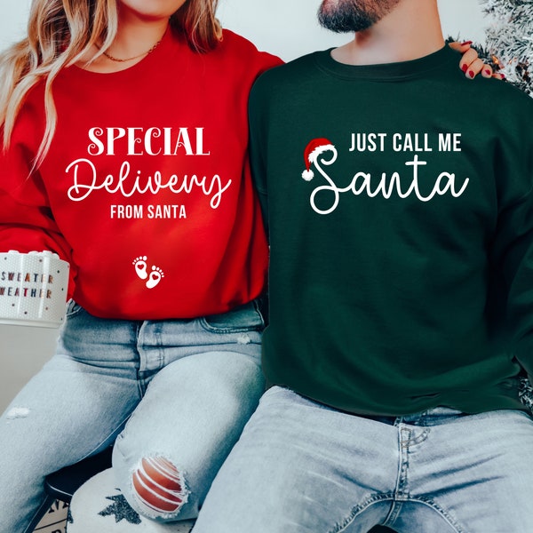 Couples Christmas Pregnancy Announcement Shirts, Funny Christmas Pregnancy Shirts Couple Matching Christmas Shirts Christmas Maternity Tee