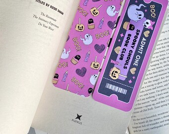 Spooky Ghouls Bookmark; Ticket Bookmark; Cute Bookmark; Pretty Bookmark; Book Lover; Reader Gift; Gifts for her; Halloween
