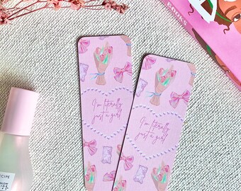 Just a Girl Bookmark; Cute Adult Bookmark; Pink Girlie Bookmark; Feminist Bookmark; Gifts for Her; Book Lover; Christmas Gift