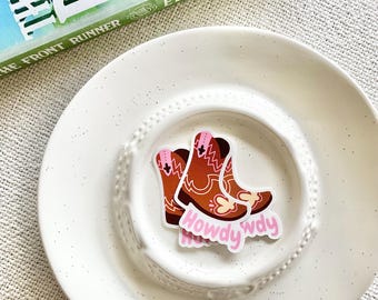 Sticker Bonjour ; Autocollant en vinyle ; Sticker Kindle ; Sticker botte de cowboy