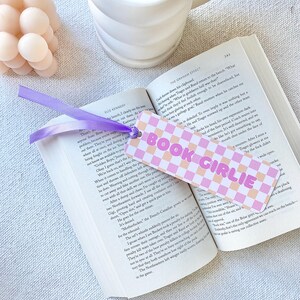 Book Girlie Bookmark; Cute Bookmark; Pretty Bookmark; Gingham; Pink; Book Lover; Reader Gift; Gifts for her; Birthday Present bild 3