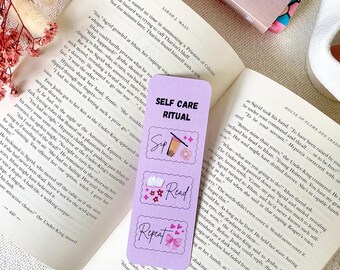 Self Care Bookmark; Sip Read Repeat; Purple Bookmark; Cute Adult Bookmark; Reader Gift