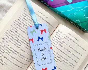 Books & Yap Bookmark; Cute Adult Bookmark; Blue Bookmark; Bows; Gifts for Her