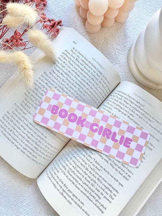 Book Girlie Bookmark; Cute Bookmark; Pretty Bookmark; Gingham; Pink; Book Lover; Reader Gift; Gifts for her; Birthday Present