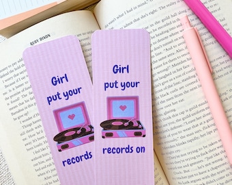 Record Bookmark; Music Bookmark; Cute Bookmark; Pretty Bookmark; Book Lover; Reader Gift; Gifts for her; Birthday Present