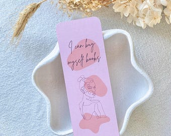 Pink Feminist Bookmark; Linen Bookmark; Buy Myself Books; Reader Gift; Book Lover; Gifts for Her; Cute Bookmark; Birthday; Spring Bookmark