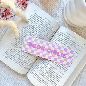 Book Girlie Bookmark; Cute Bookmark; Pretty Bookmark; Gingham; Pink; Book Lover; Reader Gift; Gifts for her; Birthday Present bild 2