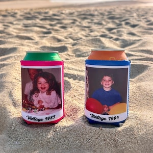Personalized Insulated Can Cooler, Custom Photo Can Cooler, 30th 40th 50th Birthday Party Favor, Can Sleeves, Birthday Drink Bottle Holder