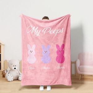 My Peeps Kundenspezifische Osterdecke mit Namen, Omas Peeps-Ostergeschenk, personalisierte monogrammierte Häschendecke, Omas Lieblings-Peeps-Decke
