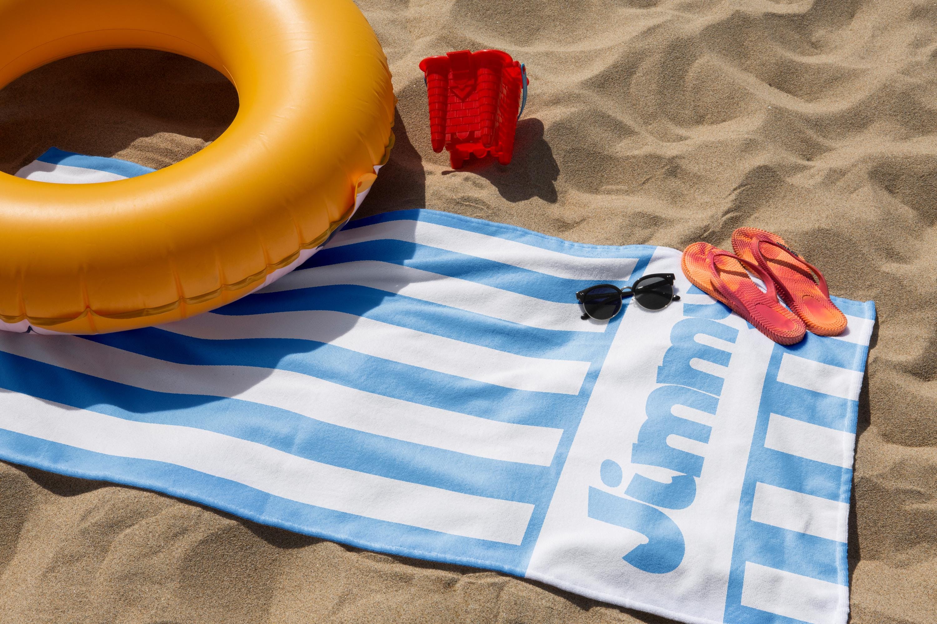 Striped Personalized Beach Towel, Oversized Custom Monogram Pool Towel, Pool Towels For Kids/Adult, Outside Birthday Vacation Gift
