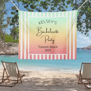 Personalized Coastal Bachelorette Tapestry, Bachelorette Party Decorations for Beach Bash, Photo Backdrop, Bridal Shower Hanging Backdrop