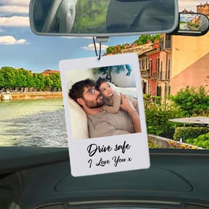 Custom Fathers Day Gift For Dad Photo Car Air Freshener, Personalised Picture Text Car Ornament Hanging, Double Side Car Air Freshener