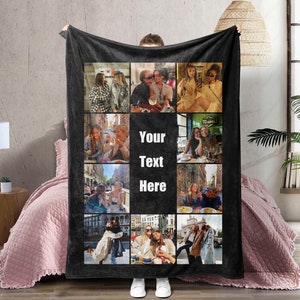 Manta personalizada para cama con texto de fotos, mantas personalizadas con  collage de fotos, mantas personalizadas para regalo de cumpleaños