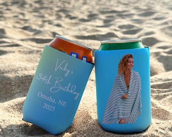 Custom Photo & Text Can Cooler, Personalized Birthday, Wedding, Graduation Can Coolers For Party Favor, Beer Sleeve, Duplex Print Coolers