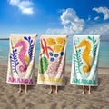 Marine Animal Personalized Beach Towel, Custom Name Towel for Baby/Kids, Preppy Girls Pool Towel, Kids Xmas Gift, Beach Party Essentials product logo