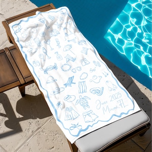 Personalized Bachelorette Beach Towel, Custom Location And Name Bachelorette Party Pool Towel, Bridal Shower Gifts, Girl Trip Essentials