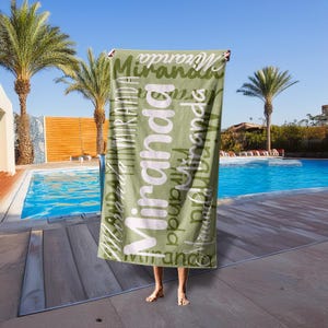 Oversized Monogram Pool Towels For Kids/Adult, Personalized Beach Towel with Name, Bachelorette Party Towel Gift, Birthday Vacation Gift