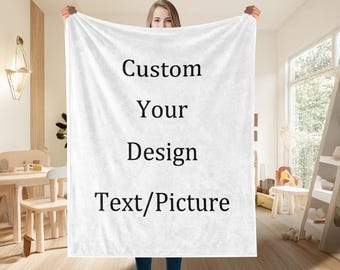 Custom Your Photo Blanket, Personalized Picture Collage Blanket With Text, Minky Blanket For Mom, Friend, Family, Special Memory Keepsake