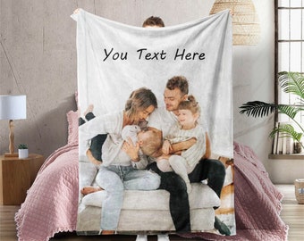Aanpasbare fotodekencollage, gepersonaliseerd cadeau voor familie, aangepaste fotodeken met tekst, fotocollagedekens, verjaardagscadeau