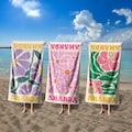 Retro Flowers Personalized Beach Towel, Custom Name Towel for Women, Summer Vacation Gift for Her,Bachelorette Party Towel,Floral Pool Towel product logo