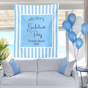 Bachelorette Party Banner, Custom Location Bachelorette Tapestry, Beach Bachelorette Backdrop, Decorations for Beach Bash, Photo Backdrop