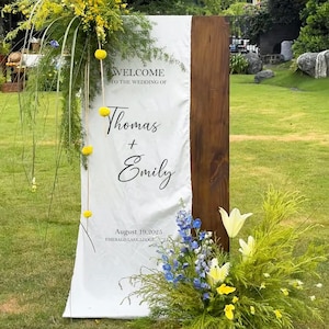 Custom Fabric Wedding Sign, Personalized Outdoor Wedding Banner, Fabric Wedding Sign, Engagement Party Sign, Modern Wedding Welcome Sign