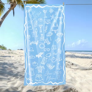 Personalized Bachelorette Beach Towel, Custom Location And Name Bachelorette Party Pool Towel, Bridal Shower Gifts, Girl Trip Essentials