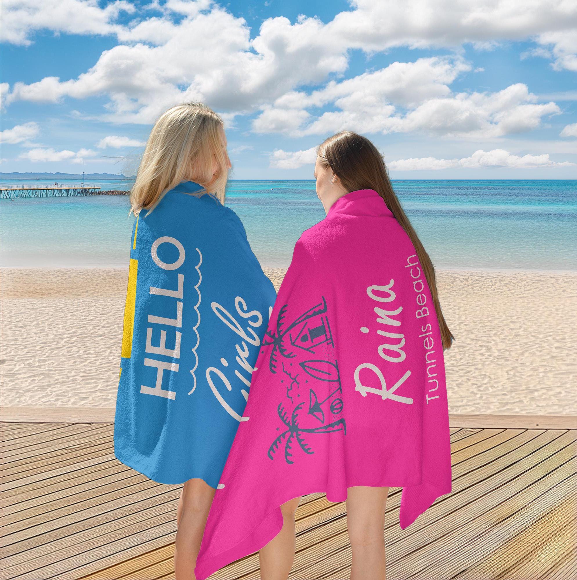 Personalized Girls Trip Beach Towel With Name, Rulti Color Custom Keepsake Beach Towels, Outside Birthday Vacation Gift, Bridesmaid Towel