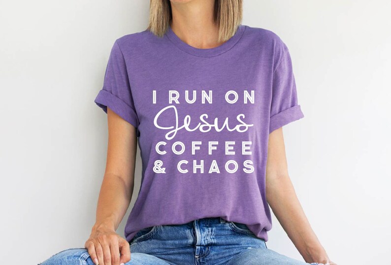 I Run on Jesus Coffee and Chaos Shirt, Coffee Lover Shirt, Jesus Shirt