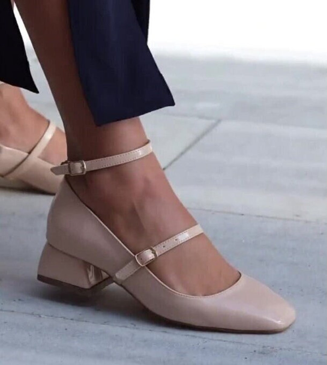Beige Mary Jane Shoes Women Low Heels Pumpsbarefoot Etsy