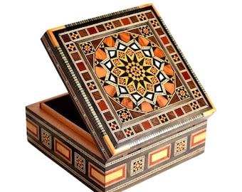 Joyero Vintage, Caja de regalo para ella, Caja de madera, Hecho a mano, Con incrustaciones de perla, Decorado con perla, Regalo de Navidad para ella