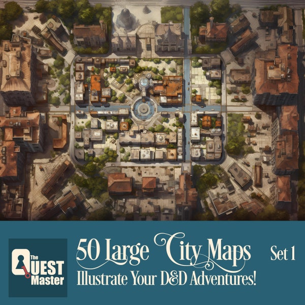 50 Large City Maps Set 1, DnD City Illustrations, Dungeons and Dragons Cities, Dungeon Master Resources