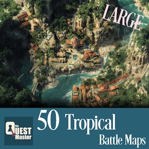50 Große Tropische Karten Set 1, DnD Tropisches Dorf Illustrationen, Dungeons and Dragons Dschungel, Dungeon Master Ressourcen