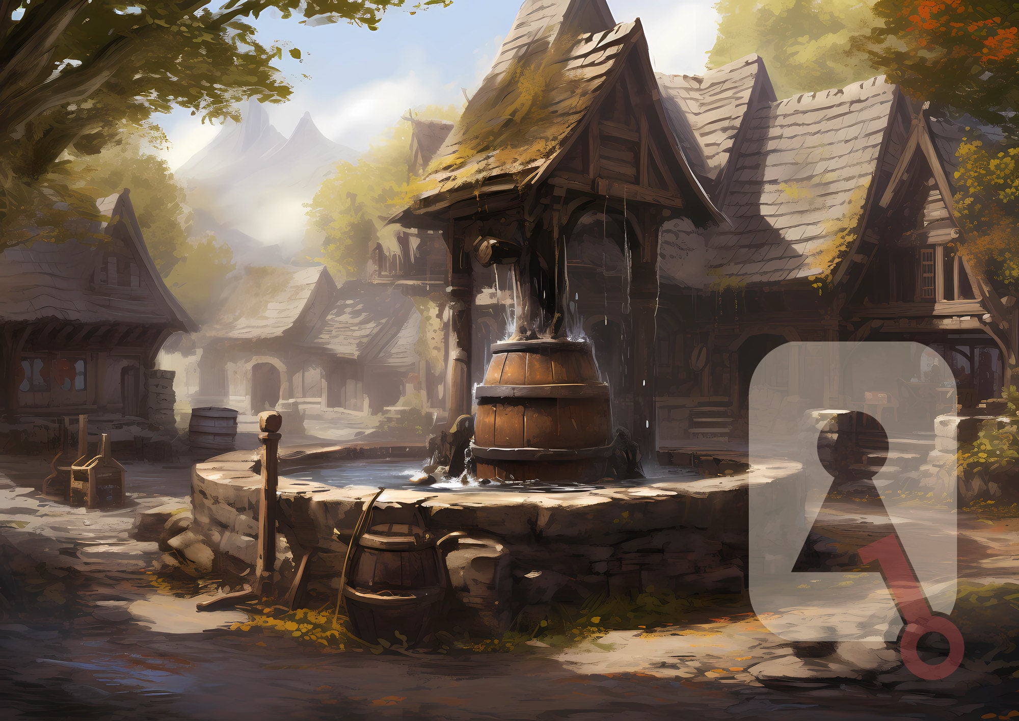 50 Villages Set 1, Dnd Village Illustrations, Dungeons and Dragons