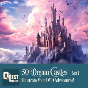 50 Dream Castle Portraits Set 1, DnD Castle Illustrations, Dungeons and Dragons Castles, Dungeon Master Resources