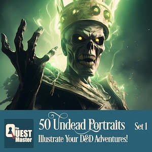 50 Undead Zombie Portraits Set 1, DnD Undead Illustrations, Dungeons and Dragons Undead, Dungeon Master Resources