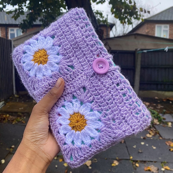 Handmade Daisy Flower Crochet Book Sleeve ||  Book Lover Gift Protection Book Accessories