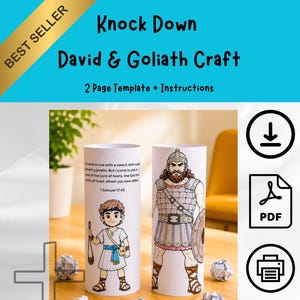 David and Goliath Craft, Christian VBS Activity, Kids Bible Lesson Game, Sunday School Craft