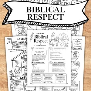 Teaching Biblical Respect, Christian Parenting Resource, Family Bible Study Activity, Sunday School and Homeschool Worksheet Bundle