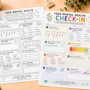 Teen Mental Health Check In Worksheet, Teenager Daily Feelings Check In, Printable Emotions Journal, School Counseling SEL Resource