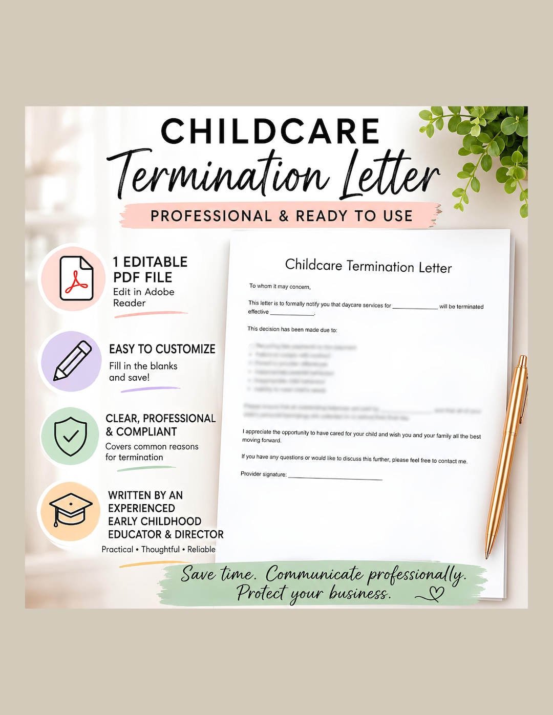 Daycare Termination Letter Template, Childcare Termination Notice ...