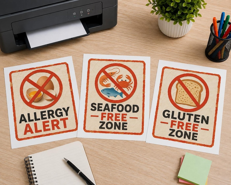 Printable Allergy Awareness Signs for Daycare, Preschool Allergy ...