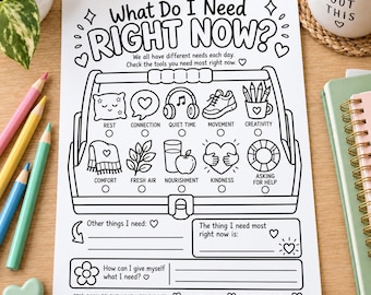 My Needs Toolbox Mental Health Worksheet, Self Care Printable, Daily Wellness Check In Form, Coping Skills Therapy Resource