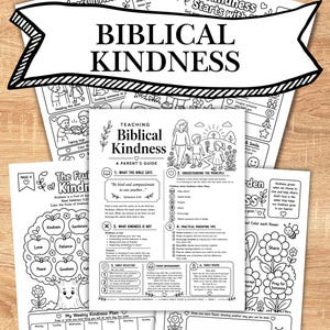 Teaching Biblical Kindness, Christian Parenting Resource, Family Bible Study Activity, Sunday School and Homeschool Worksheet Bundle