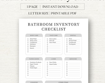 Bathroom Checklist Bathroom Inventory Bathroom Planner ADHD Bathroom Inventory Checklist
